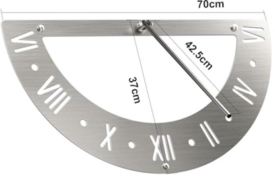 Zonneklok van roestvrij staal - 70 cm wandmontage — afbeelding 2