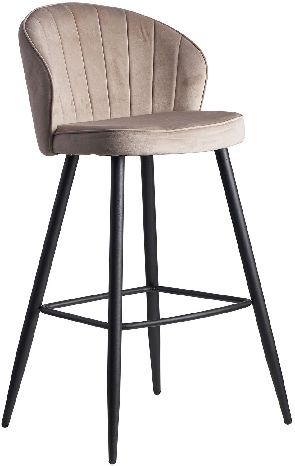 Cosmo Casa Barkruk - Beige fluweel - Metaal - Verstelbaar - Zithoogte 76 cm