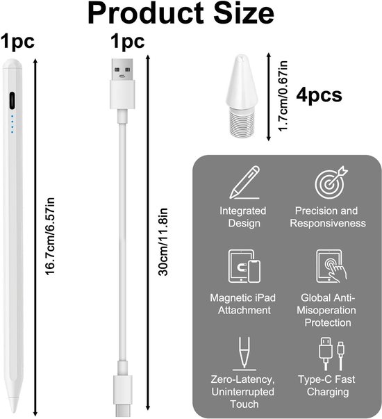 Stylus Pen voor iPad met Magnetische Bevestiging en Vervangbare Tips — afbeelding 5