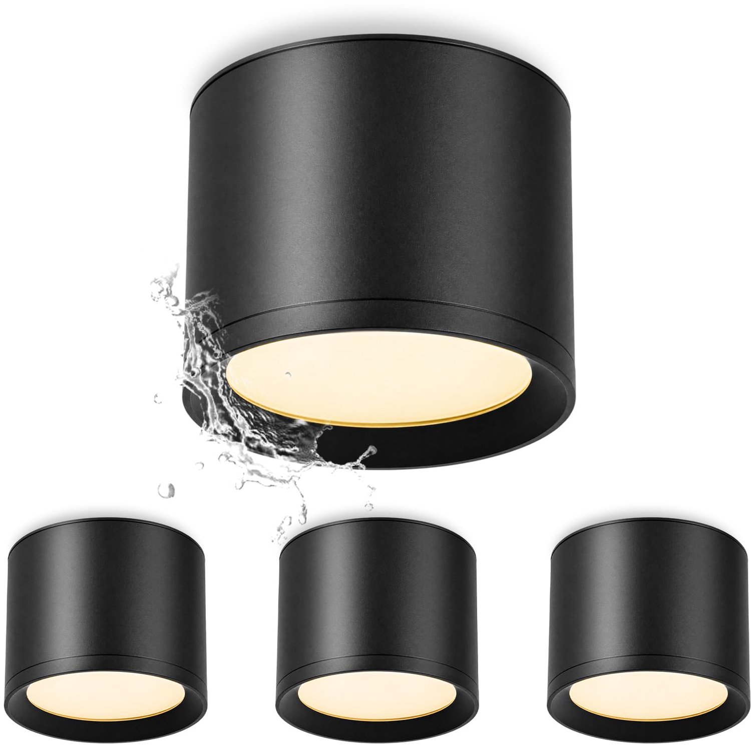 Opbouwspot IP44 Waterdicht - Plafondlamp Badkamer - Ø 84 x 65 mm - LED-Spot 6 W 550 lm - Aluminium Zwart - Vervangbare Gx53 Lamp