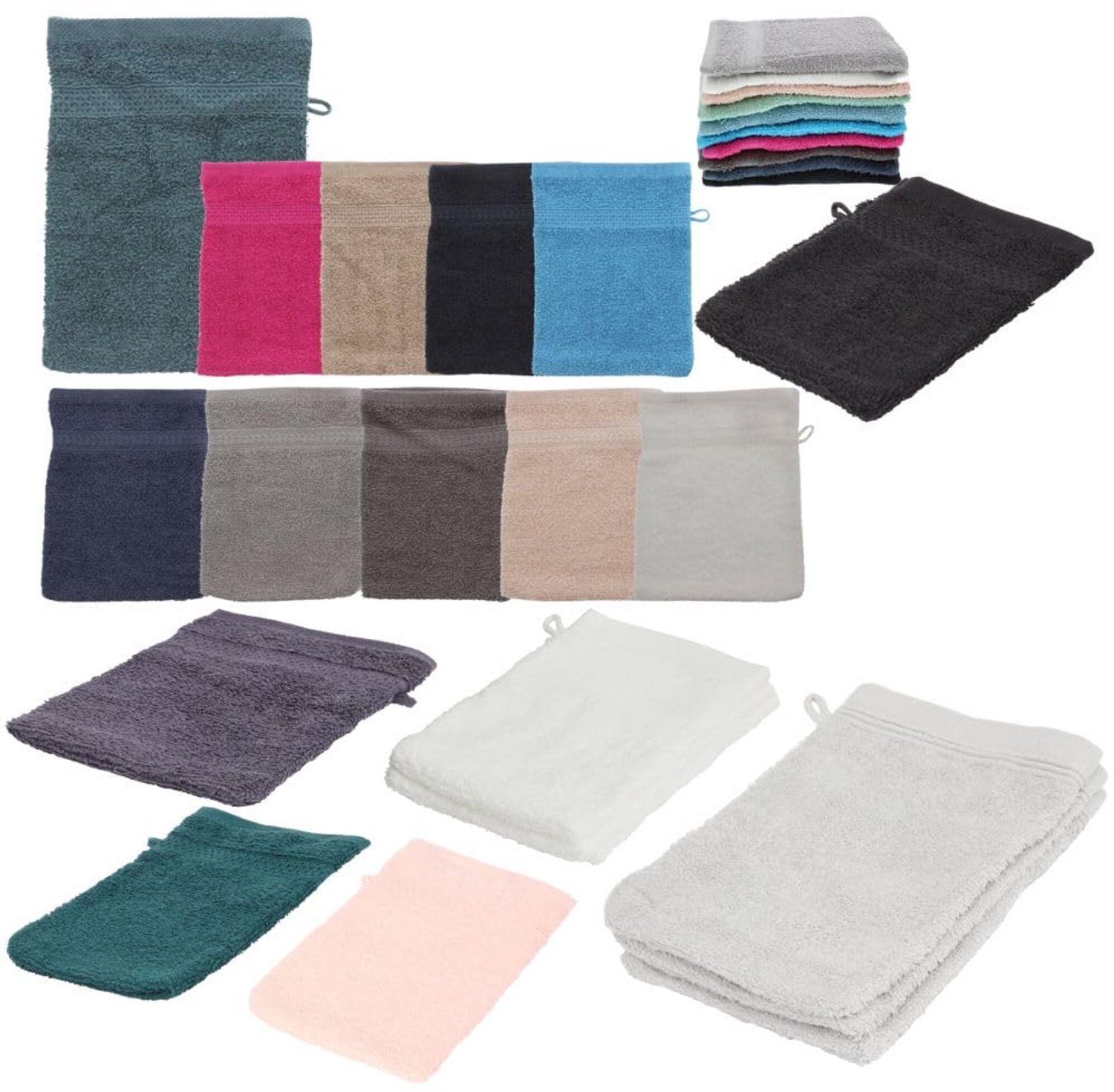 Set van 10 Washandjes - 16 x 21 cm Katoen