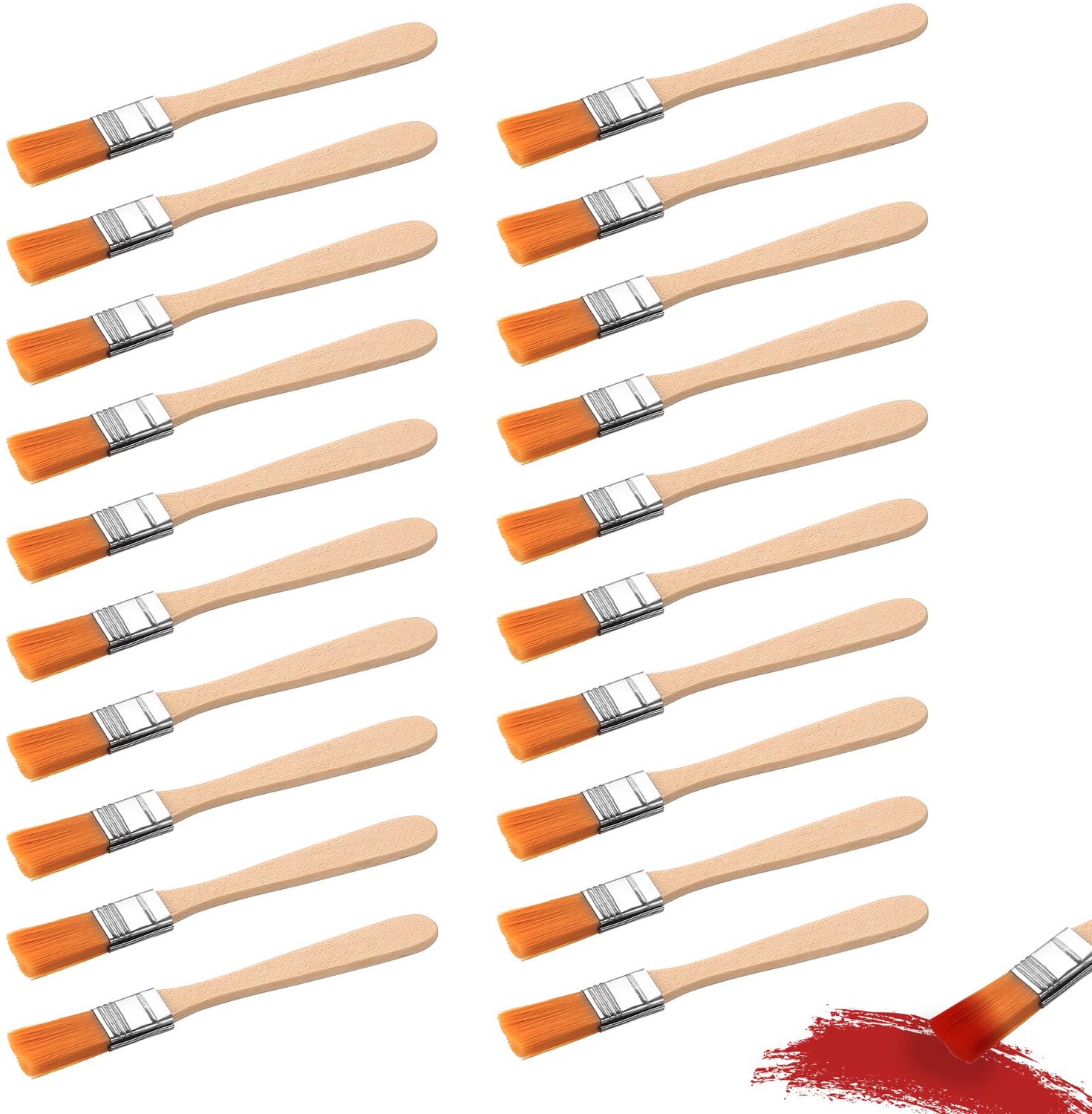 Set van 20 Kleine Retouche Kwasten met Houten Handvat