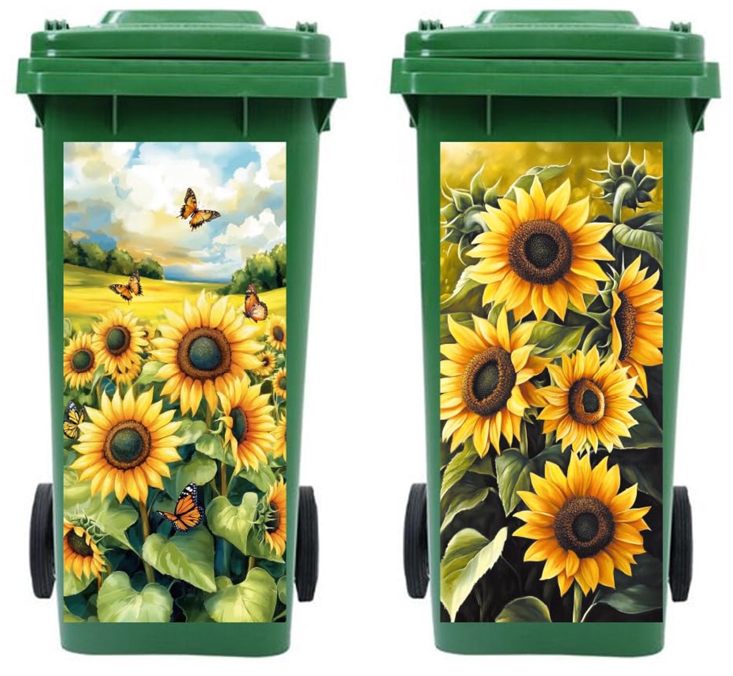 Waterdichte Stickers voor Afvalbakken met Zonnebloemen