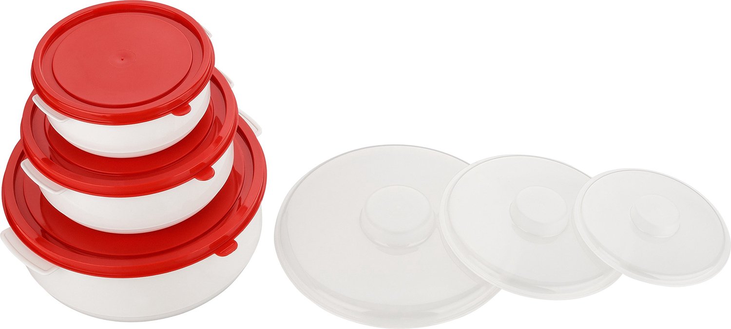 3-delig Magnetron Servies Set Rood/Wit