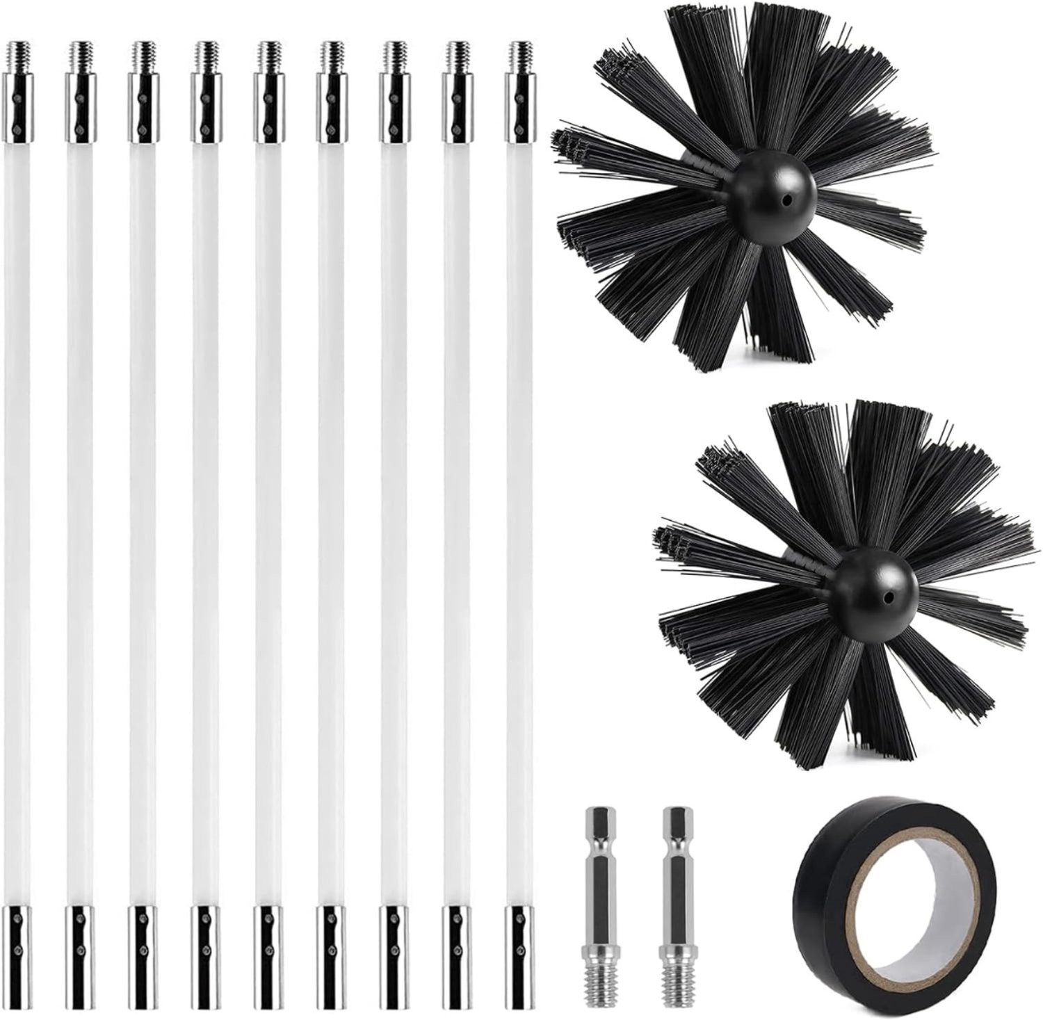 Schoorsteenveegset - Schoorsteenveger - Schoorsteenborstel 150mm-Zwart