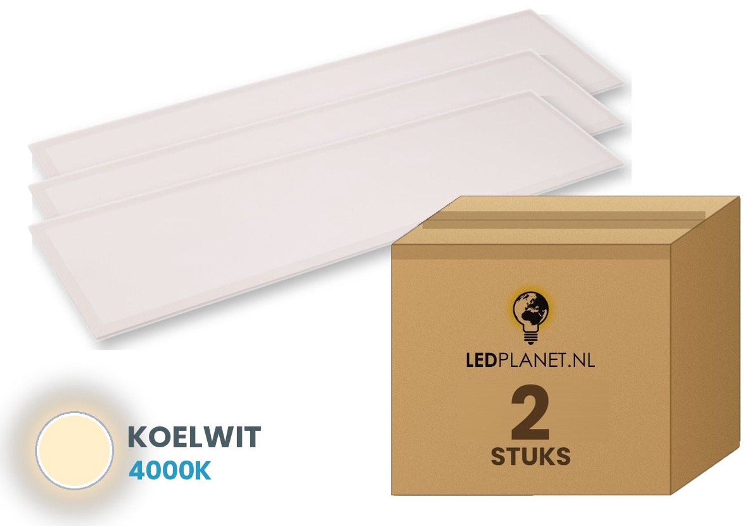 Tsong LED Paneel 30x120 backlit 120lm/W 2 stuks - Koelwit 4000K - 4.320lm - 36W - CRI80 - 230V