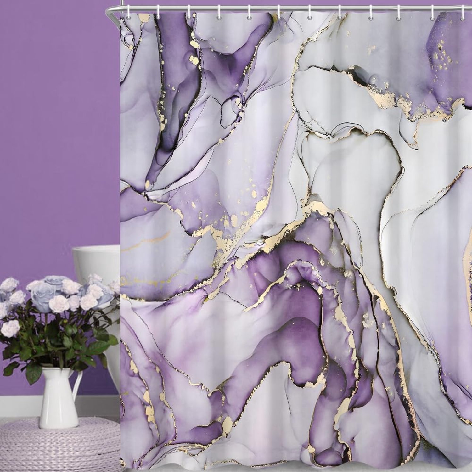 Douchegordijn 180 x 180 cm Waterdicht met Abstract Marmerpatroon