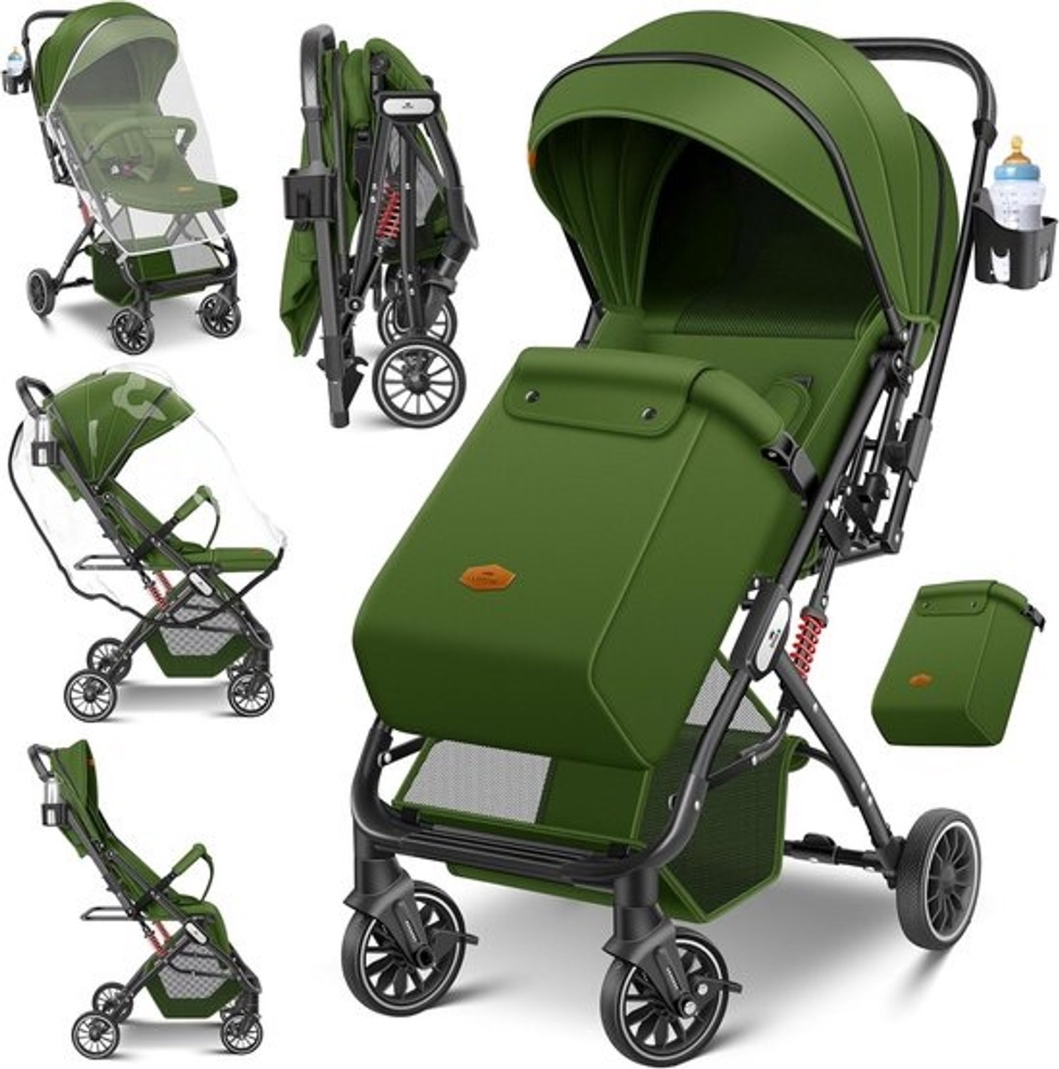 Lichte kinderbuggy - Opvouwbaar met voetenzak en regenhoes - Geschikt vanaf geboorte