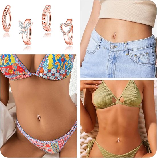 8 stuks navelpiercing set goud zilver — afbeelding 4