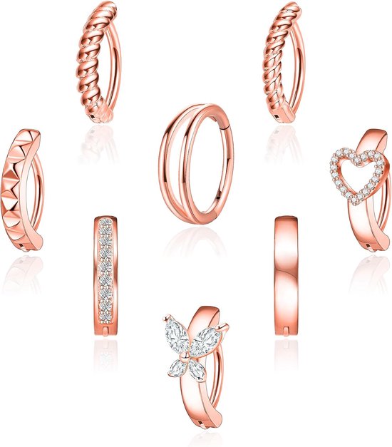 8 stuks navelpiercing set goud zilver — afbeelding 5