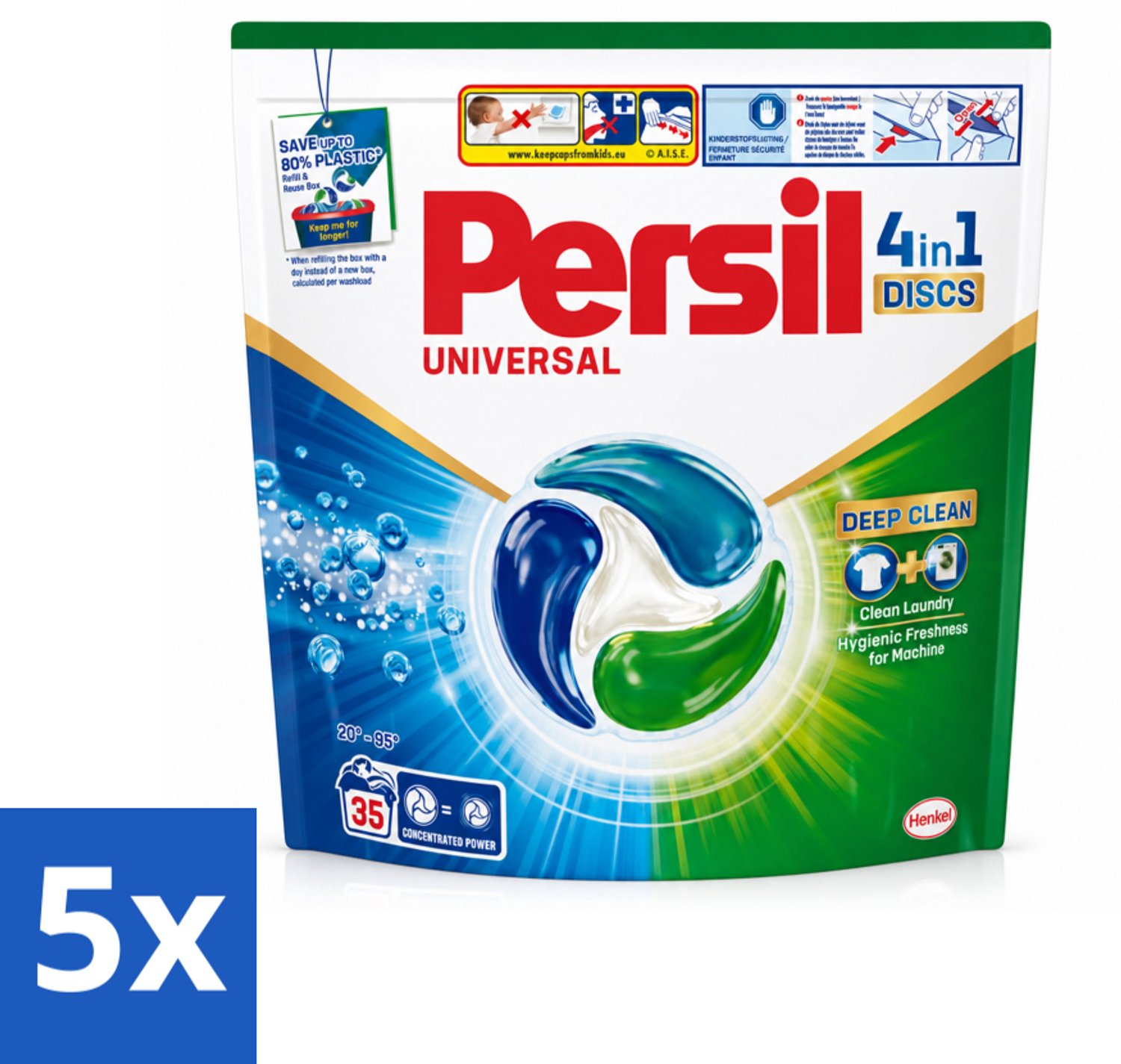 5 x Persil - Wasmiddel - Discs Universal - Voor Witte Was - 35 wasbeurten - Voordeelverpakking - 5 stuks