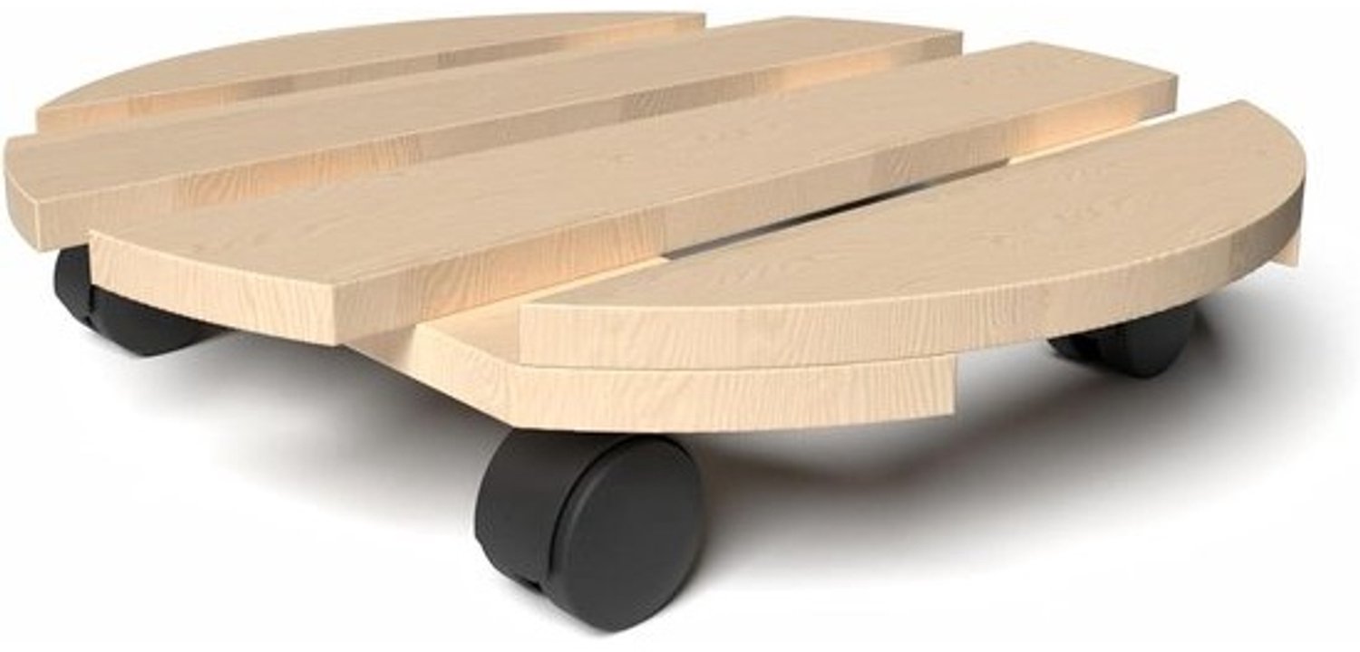 Plantenroller van hout - Bloempotonderzetter op wielen - Planten verplaatsen - Massief beukenhout - 30 cm diameter - Natuurlijk