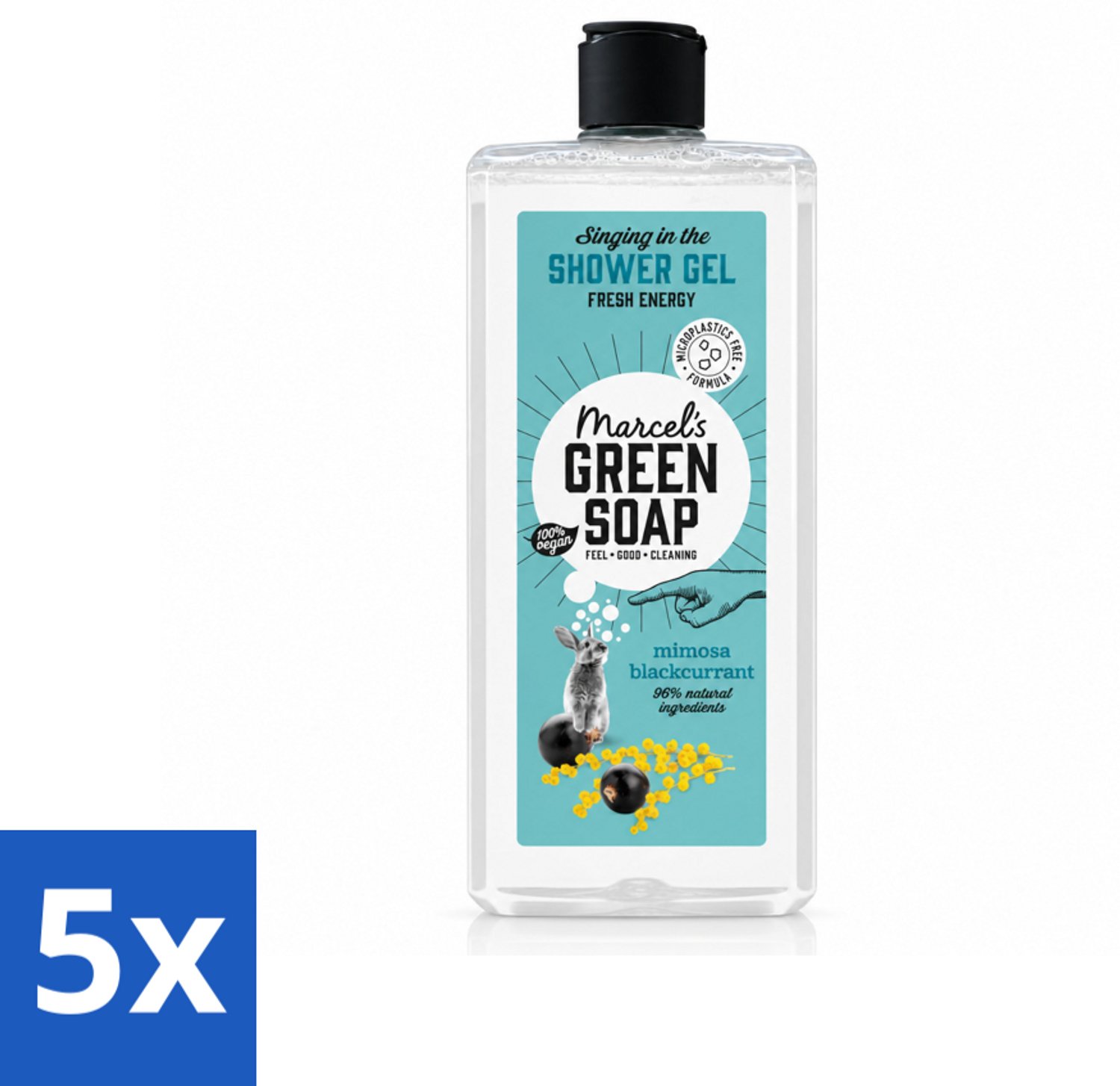5 x Marcel's Green Soap - Douchegel - Mimosa & Zwarte Bes - Verzorgend & zacht - 300 ml - Voordeelverpakking - 5 stuks