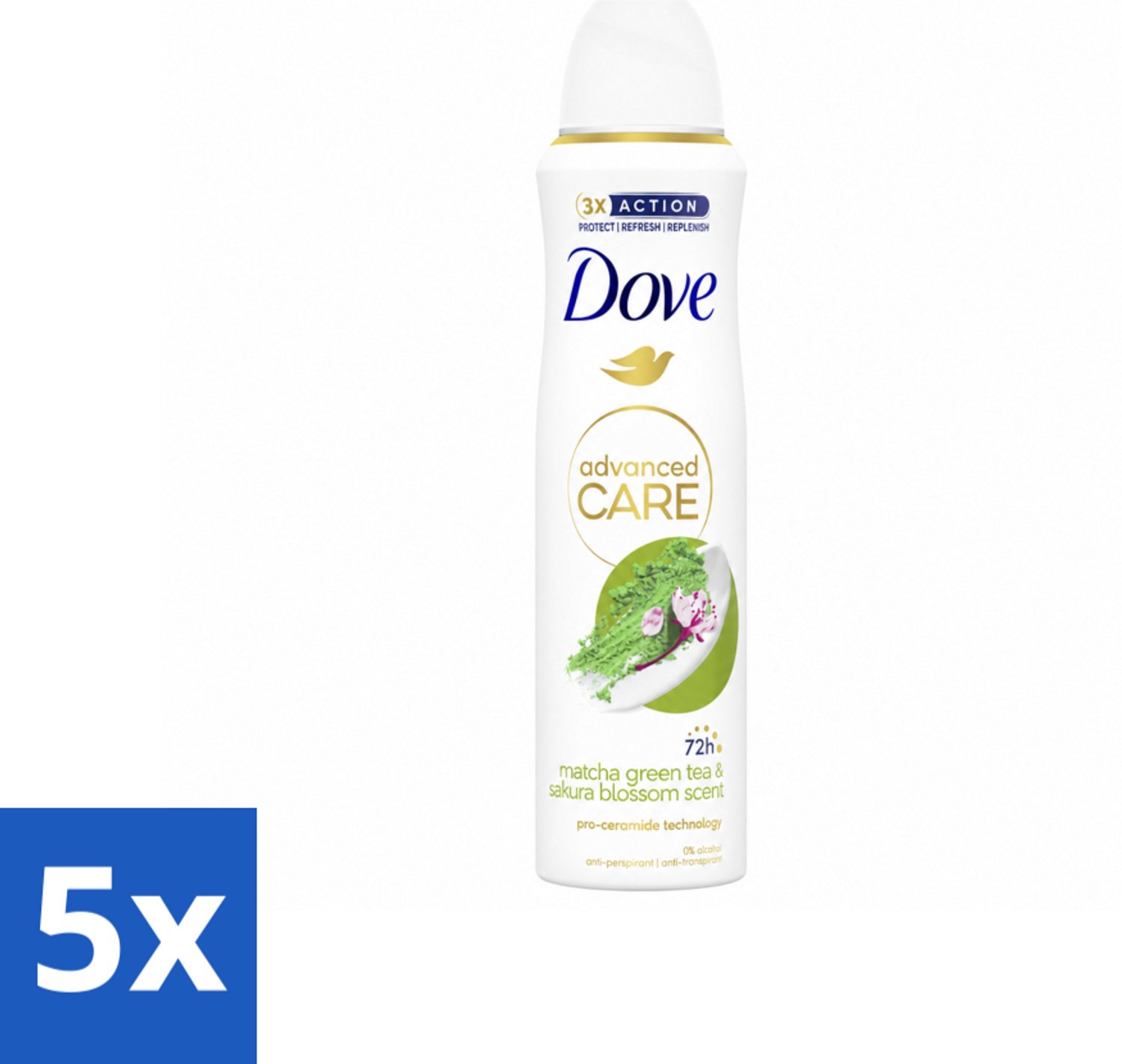 5 x Dove Deodorant Spray - Matcha & Sakura - 150 ml - Voordeelverpakking - 5 stuks