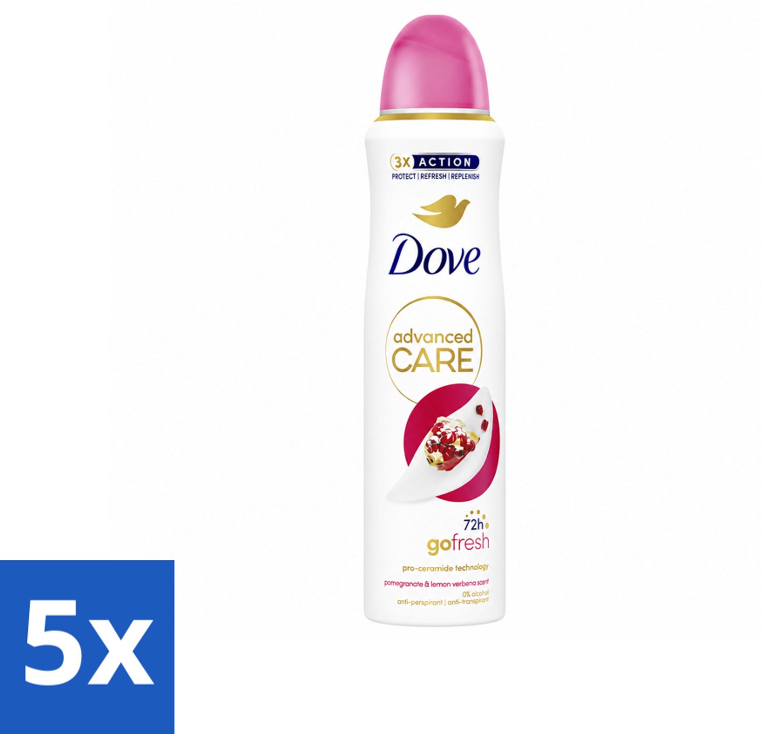 5 x Dove Deodorant Spray - Granaatappel & Citroenverbena - 150 ml - Voordeelverpakking - 5 stuks
