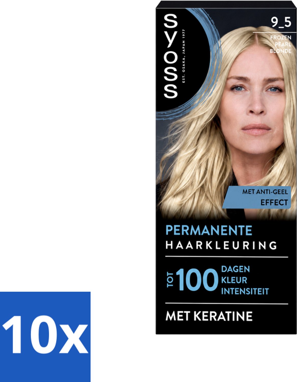 10 x SYOSS - Coloration 9-5 Frozen Pearl Blonde - Haarverf - Grijsdekking - Vermindert Haarbreuk - Voordeelverpakking - 10 stuks