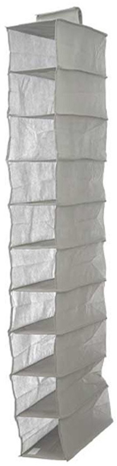 Kipit Kledingkast organizer - 10 vaks - grijs - 15 x 28 x 118 cm - ruimtebesparend/hangend