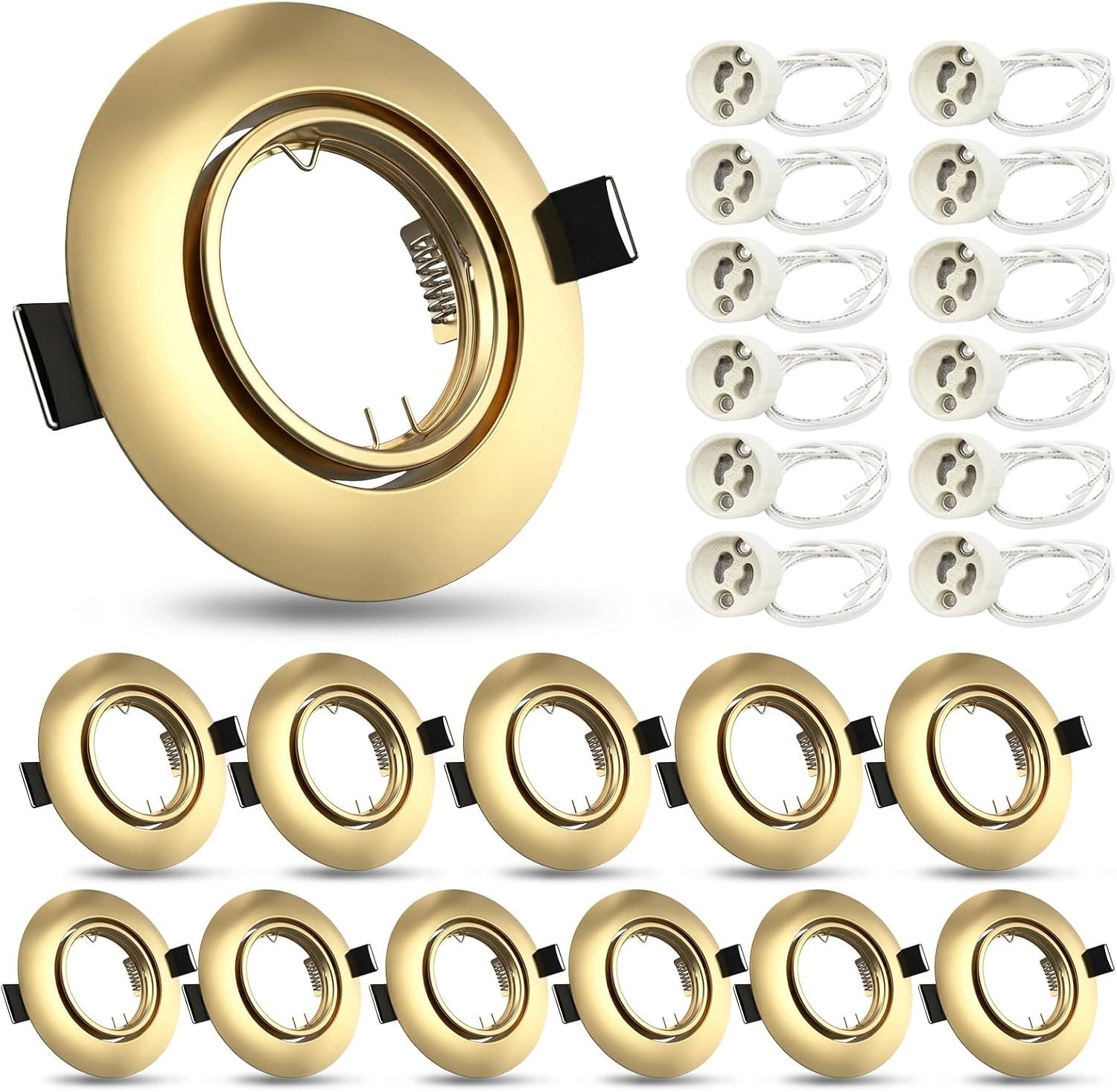 12 LED inbouwspots GU10 set inbouwframe rond inbouwlampen 68mm plafondspots roestvrij staal geborsteld look incl. GU10 fitting voor LED of halogeenlampen, 30° draaibaar