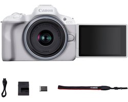 Canon EOS R50 WIT + RF-S 18-45 IS STM - Systeemcamera - 24.2 MP - 4K Video - Kantelbaar touchscreen - Inclusief standaard zoomlens