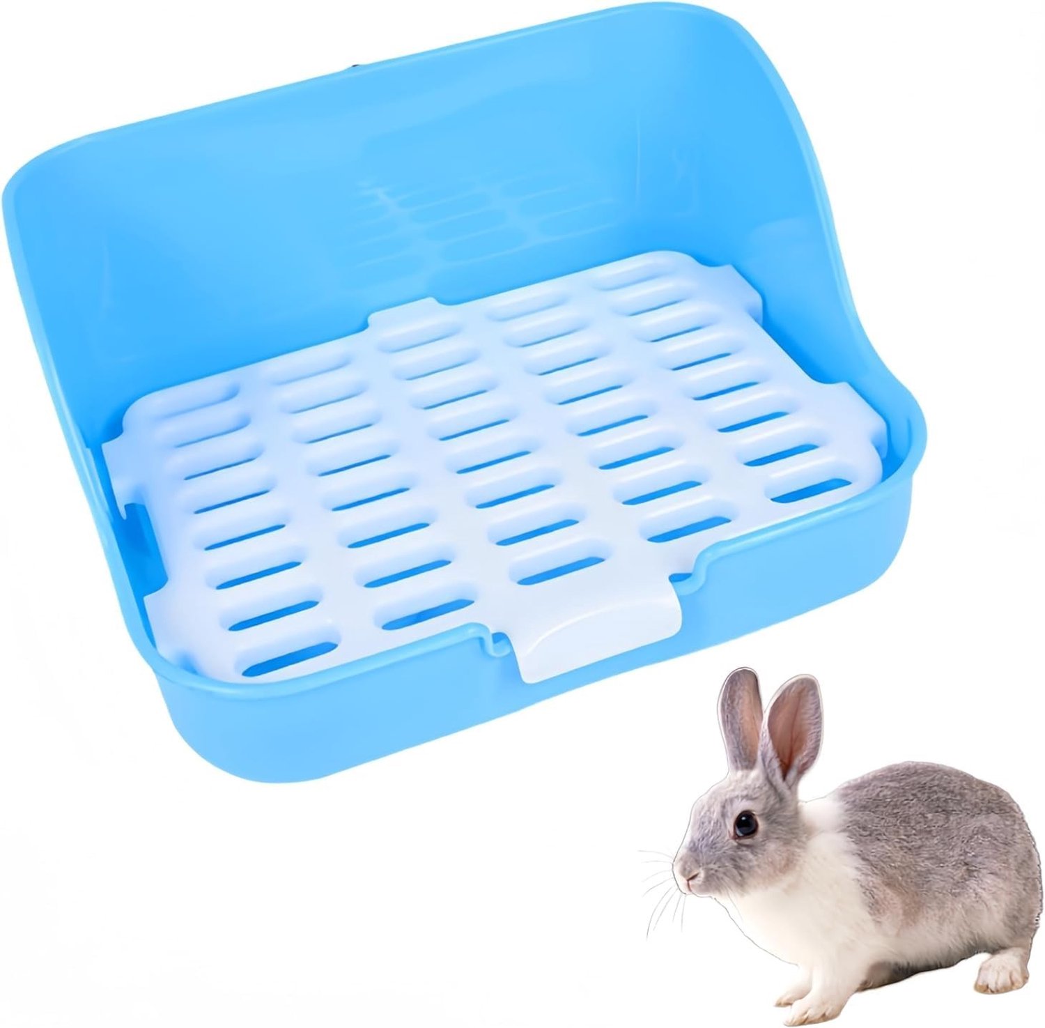 Huisdiervriendelijk Toilet voor Konijnen en Varkens - Blauw Kattentoilet met Litter Tray voor Gemakkelijk Gebruik