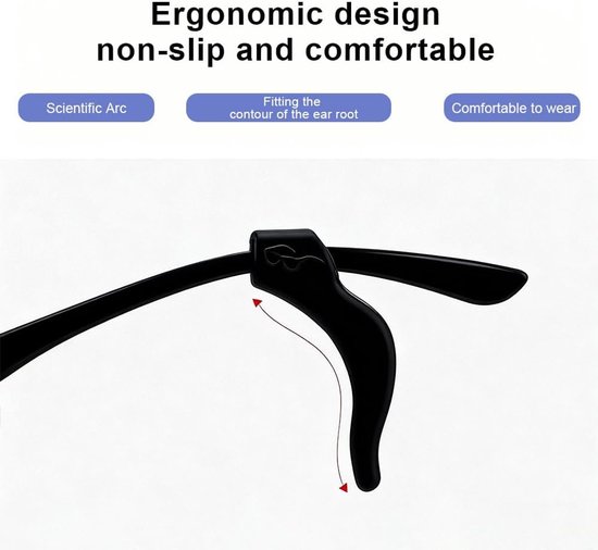 Brillenhouders van siliconen, antislip haken, oorgrepen voor zonnebril en bril, ideaal voor sport en dagelijks gebruik — afbeelding 3