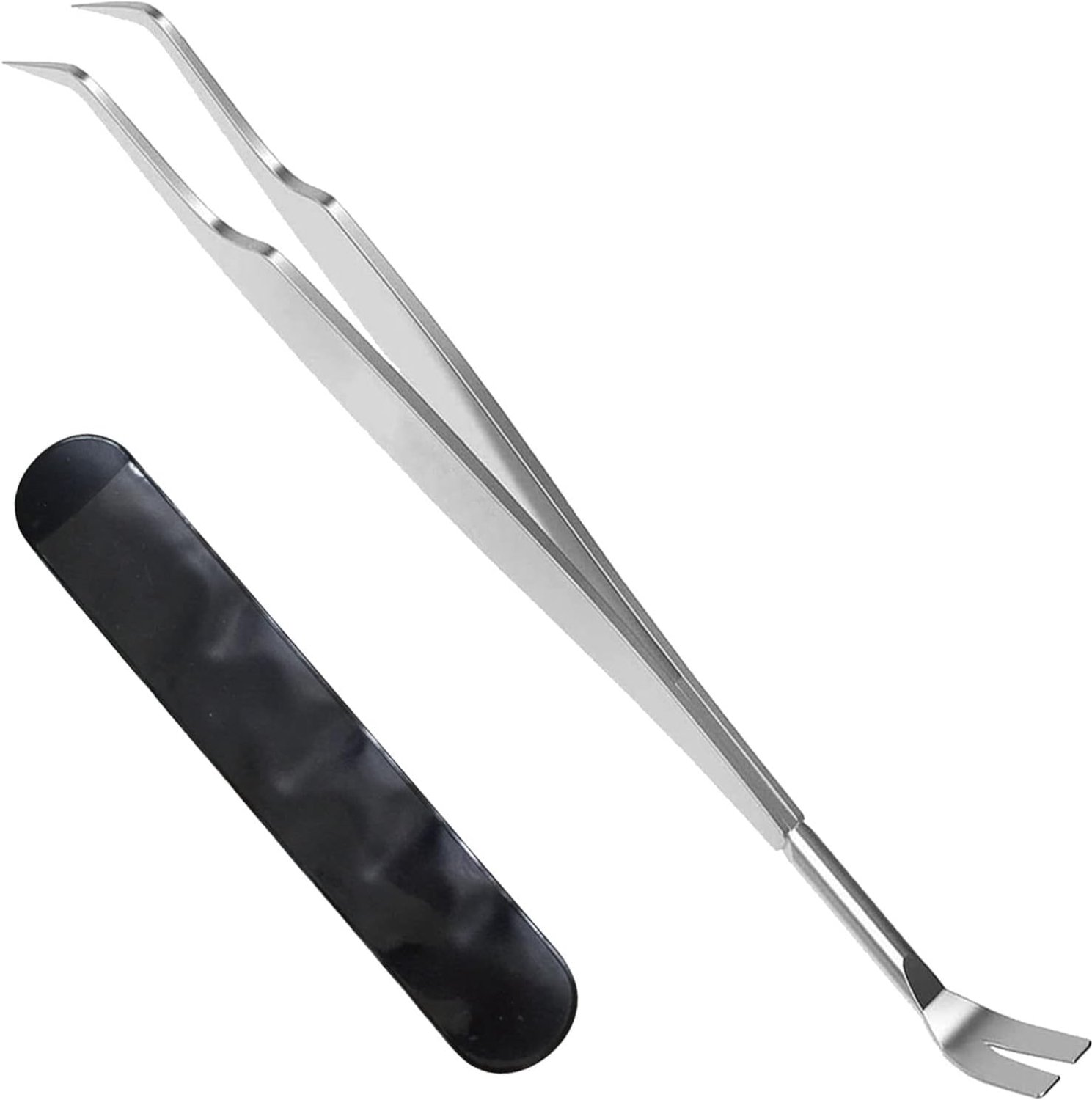 Tekentang 2-in-1 tekentang met gebogen punt van roestvrij staal, tekentang voor mensen, honden, katten en huisdieren