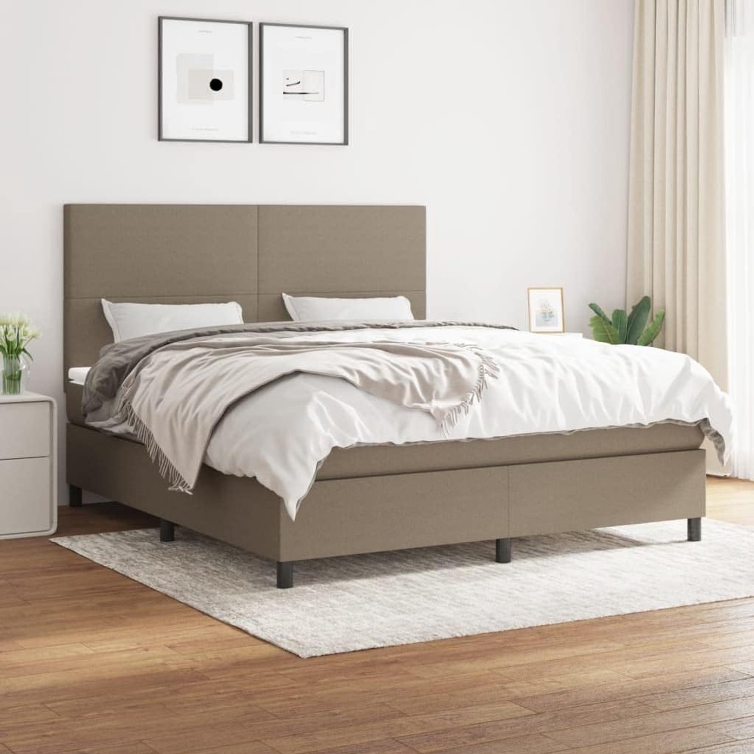 Stof Verstelbaar hoofdbord Boxspring 160x200cm Taupe