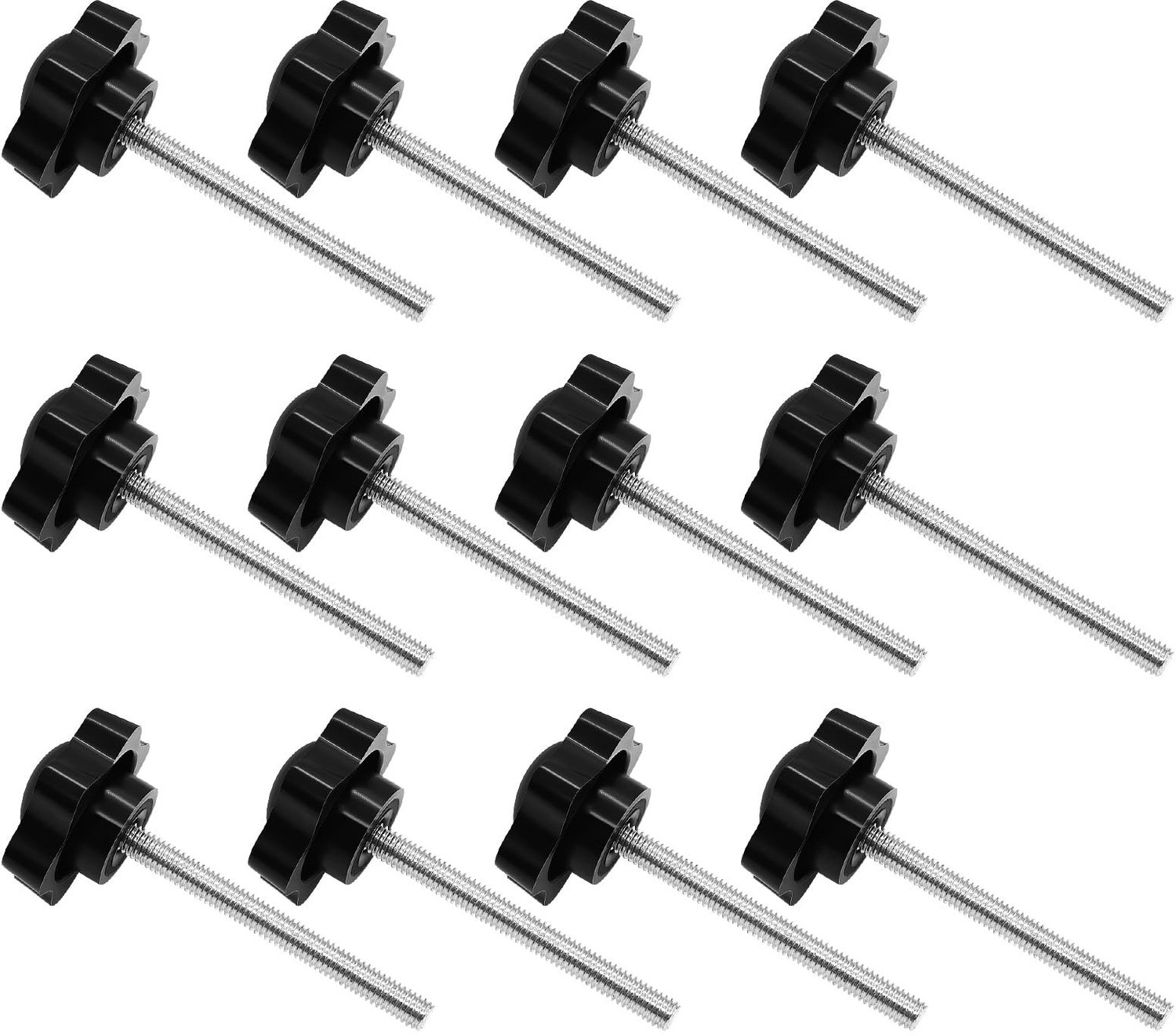 Set van 12 Kartelschroeven M6 x 60 mm met Stergreep