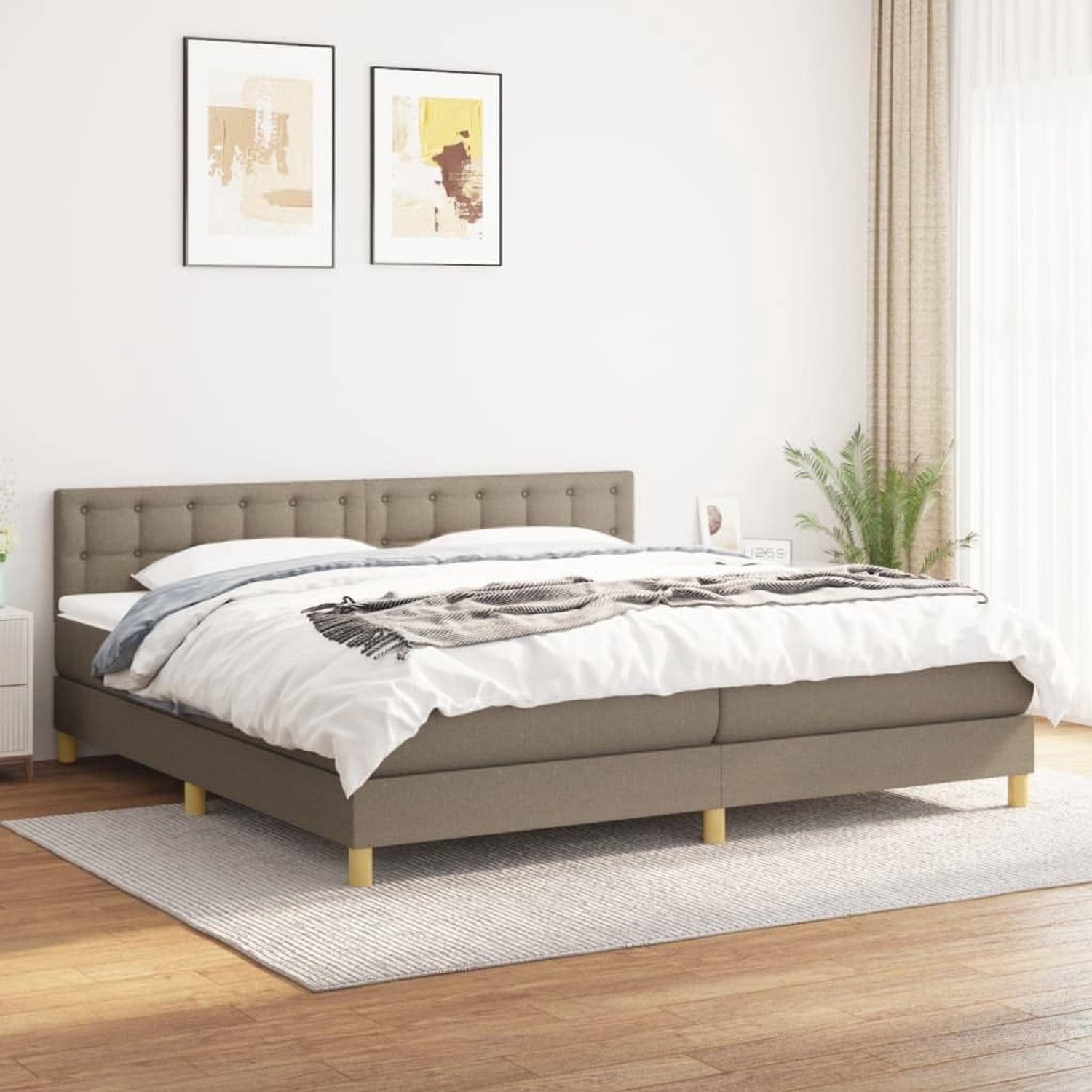 Stof Verstelbaar hoofdbord Boxspring 200x200 Taupe
