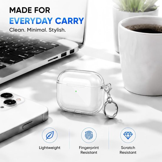 Voor AirPods 4e generatie Case Cover 2024, militair schokbestendig, zacht TPU zeer transparant anti-vergelend voor AirPods 4 Case met reinigingsset en schattige ronde gesp, helder wit — afbeelding 3
