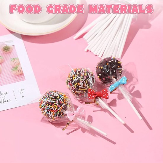 50 stuks cakepopstelen, stelen voor cakepops van papier, 10 cm cake-pop-stelen, lollipop sticks, voor snoep, bakken doe-het-zelf, taartdecoratie — afbeelding 4