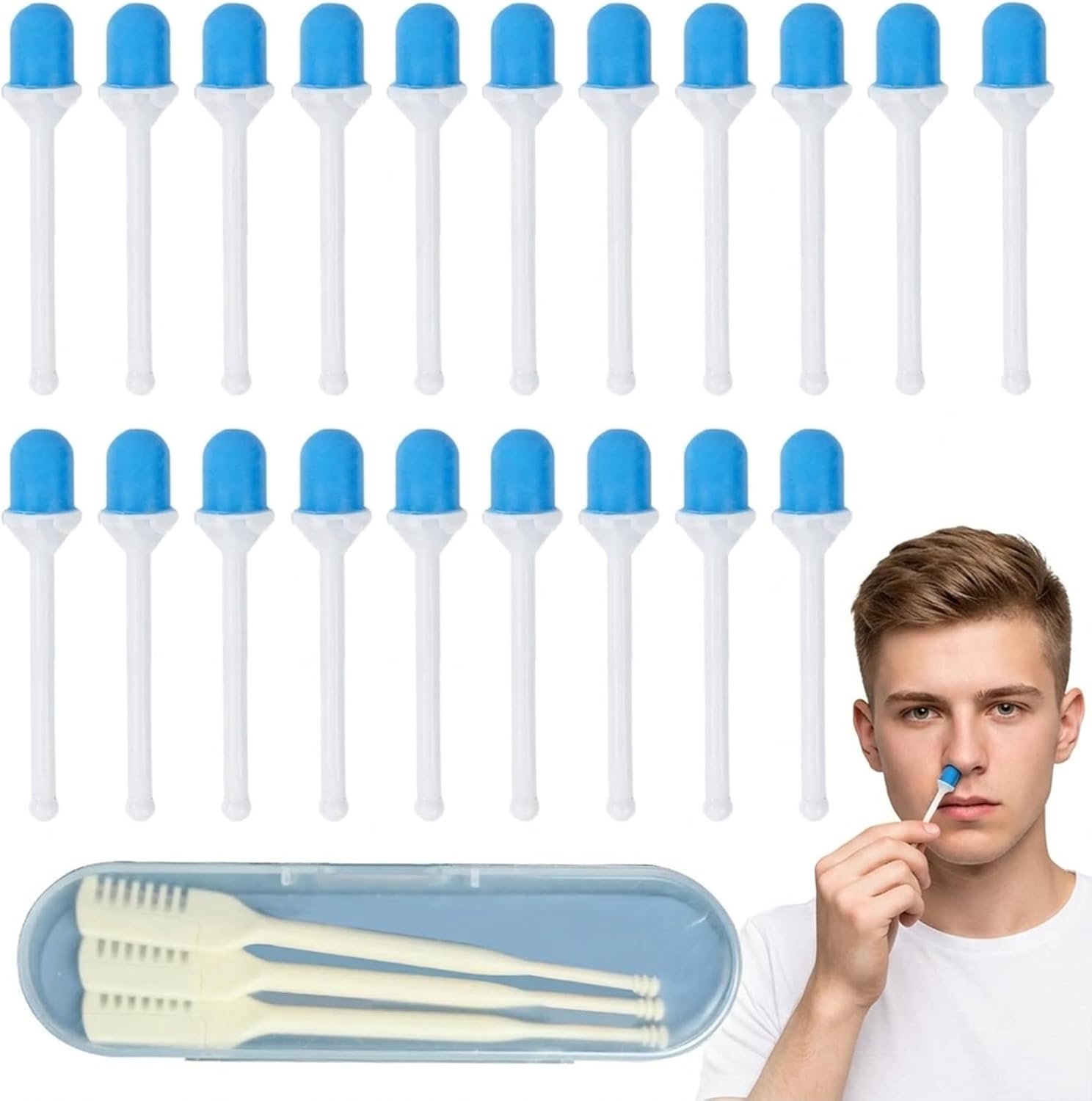 20 stuks neushaarwaxsticks, neushaarverwijderaar, gebruiksklare waxstaafjes, neus en oren, ontharing, zacht voor de huid, draagbaar, voor mannen en vrouwen, met neushaarmes