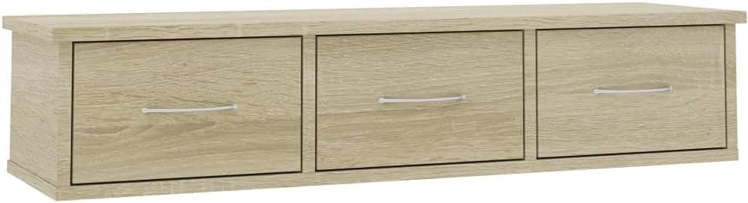Wandplank met 3 laden, aan de muur gemonteerde ladeplank, hal opbergplank, drijvende tv-standaardkast woonkamermeubels Sonoma eiken 88x26x18,5 cm