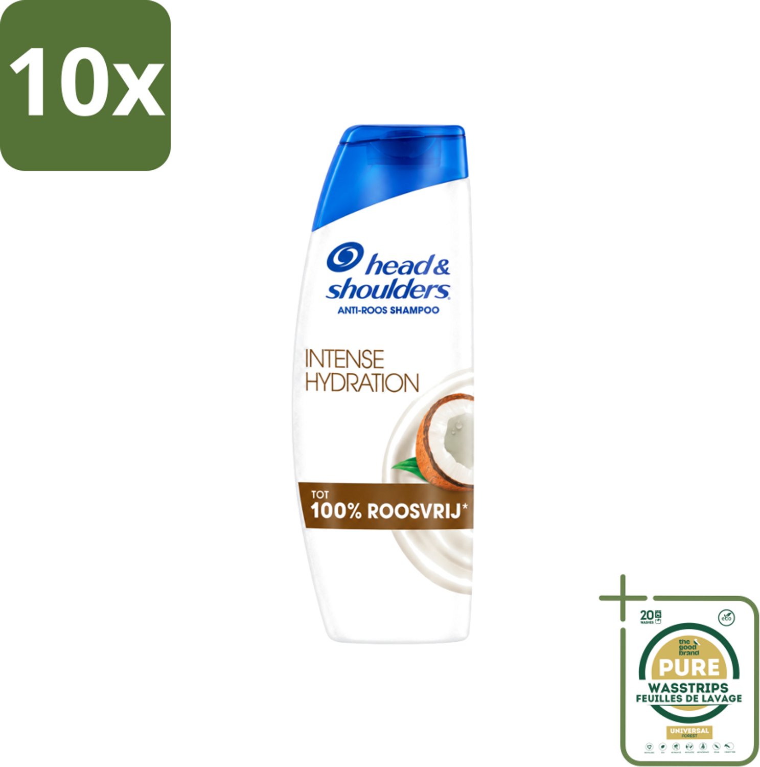 10 x Head & Shoulders - Shampoo - Intense Hydration - 100% Roosvrij - 300 ml - Wasstrips - Anti-roos Shampoo - Hoofdproblemen - Hoofdhuid Hydergatie - Kokosolie Shampoo - Microbioom Balans