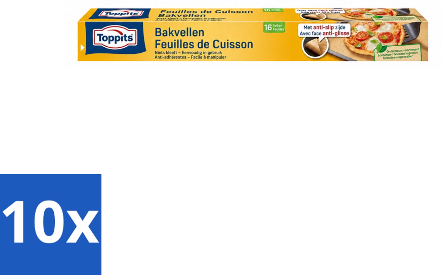 10 x Toppits – Bakpapiervellen – 16 vellen - Voordeelverpakking - 10 stuks