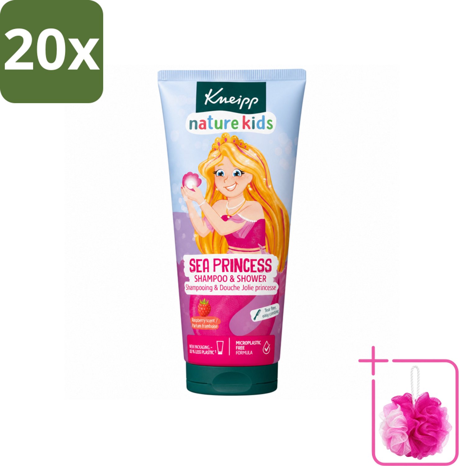 20 x Kneipp - Shampoo & Douche - Prinsessen - 200 ml - Bulkverpakking - Kinderdouchegel - Douchemop - Kinderbad