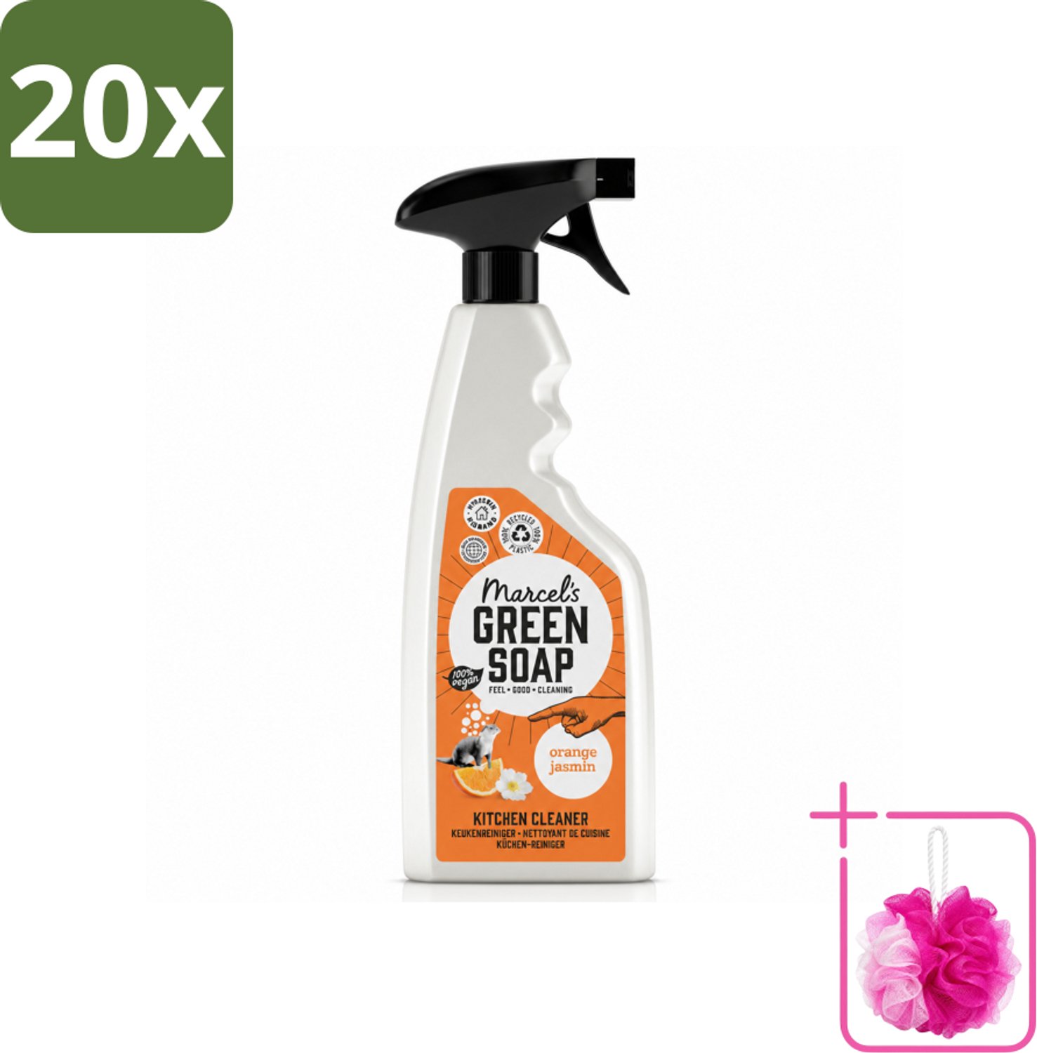 20 x Marcel's Green Soap - Keukenreiniger - Sinaasappel & Jasmijn - Tegen vet & vuil - 500 ml - Bulkverpakking - Keukenreiniger - Douchemop - Vet verwijderen