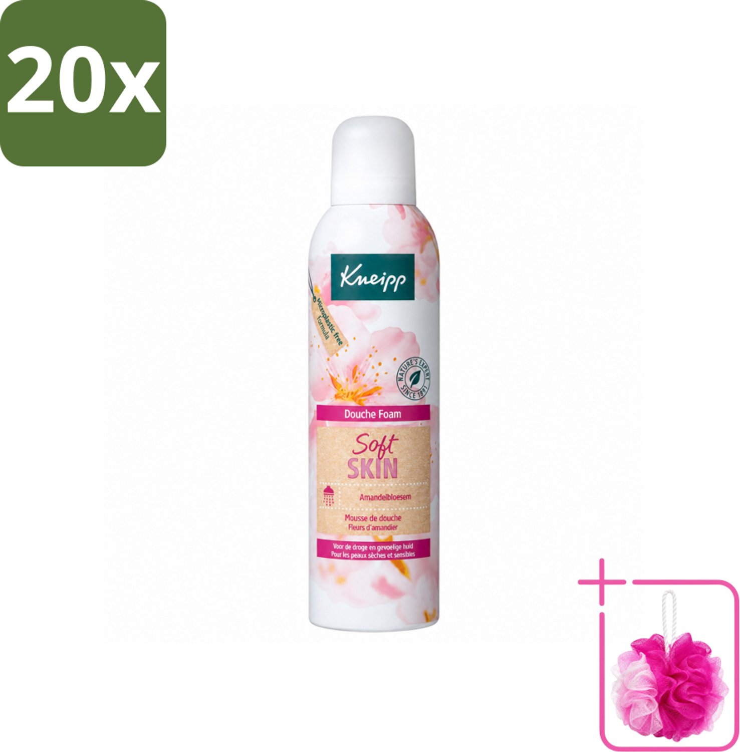 20 x Kneipp - Douche foam - Soft Skin - Voor droge en gevoelige huid - 200 ml - Bulkverpakking - Douche foam - Douchemop - Huidverzorging