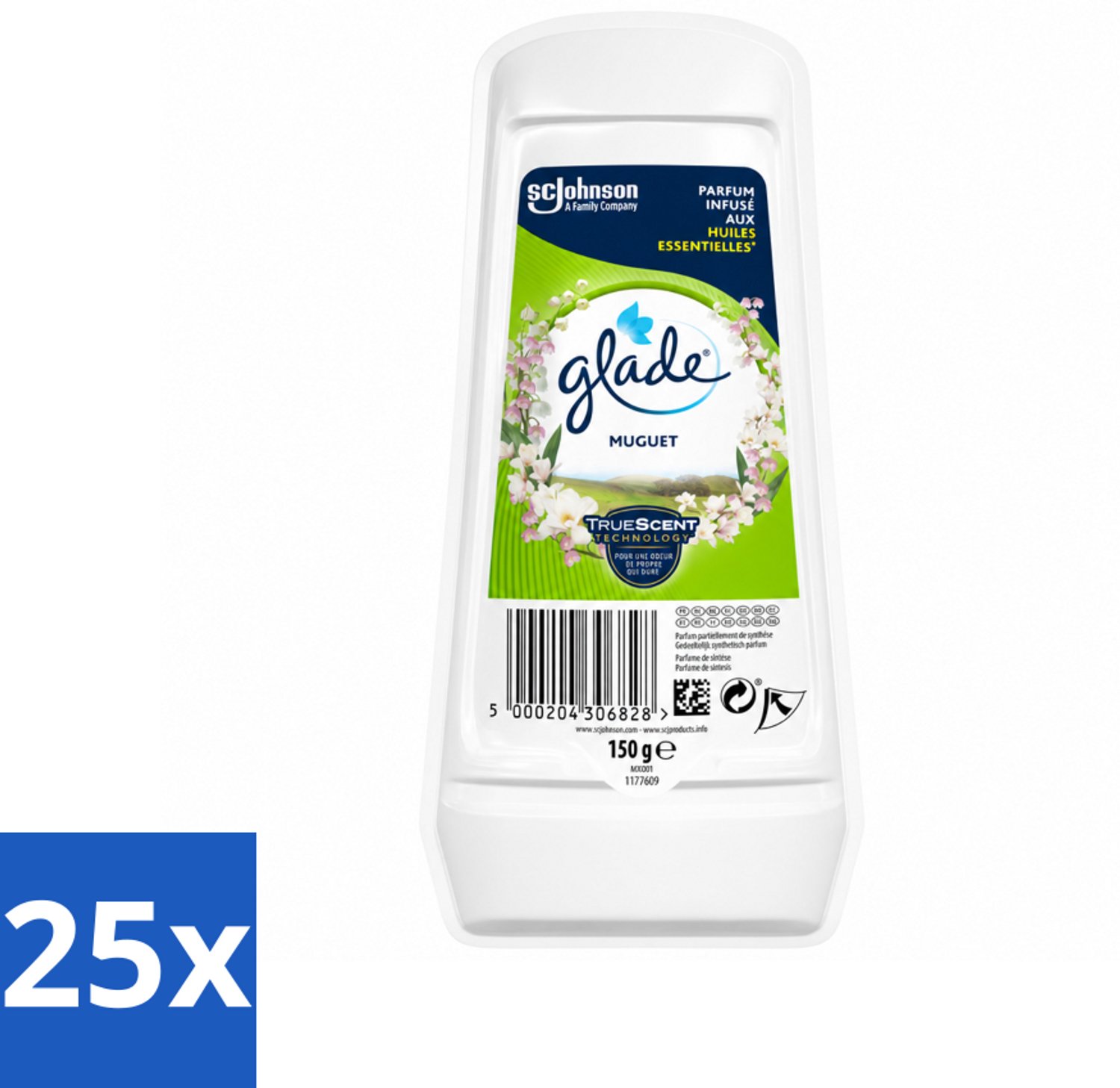 25 x Glade – Luchtverfrisser Gel – Muguet – 150 g - Voordeelverpakking - 25 stuks