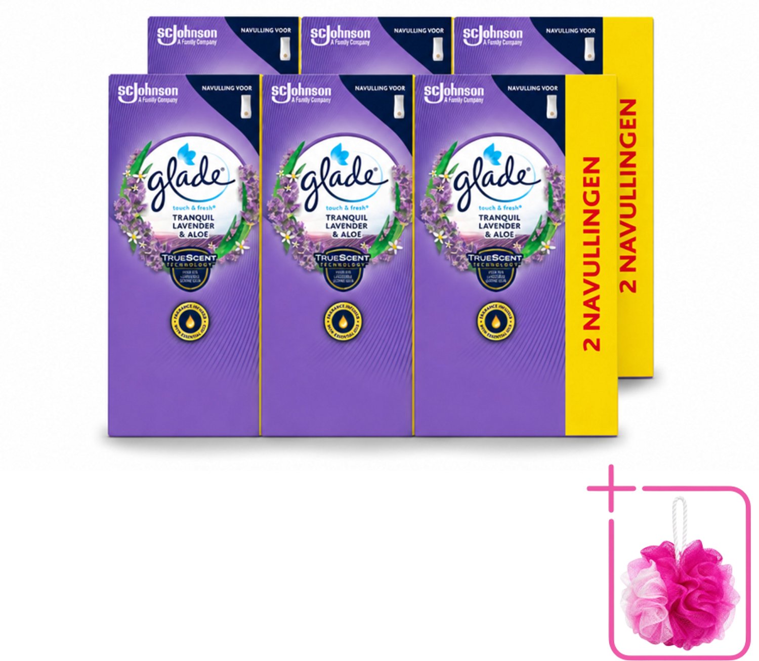 6 x Glade - Touch & Fresh Navulling - Tranquil Lavender & Aloë - 2 × 10 ml - Bulkverpakking - Geur - Douchemop - Ontspanning