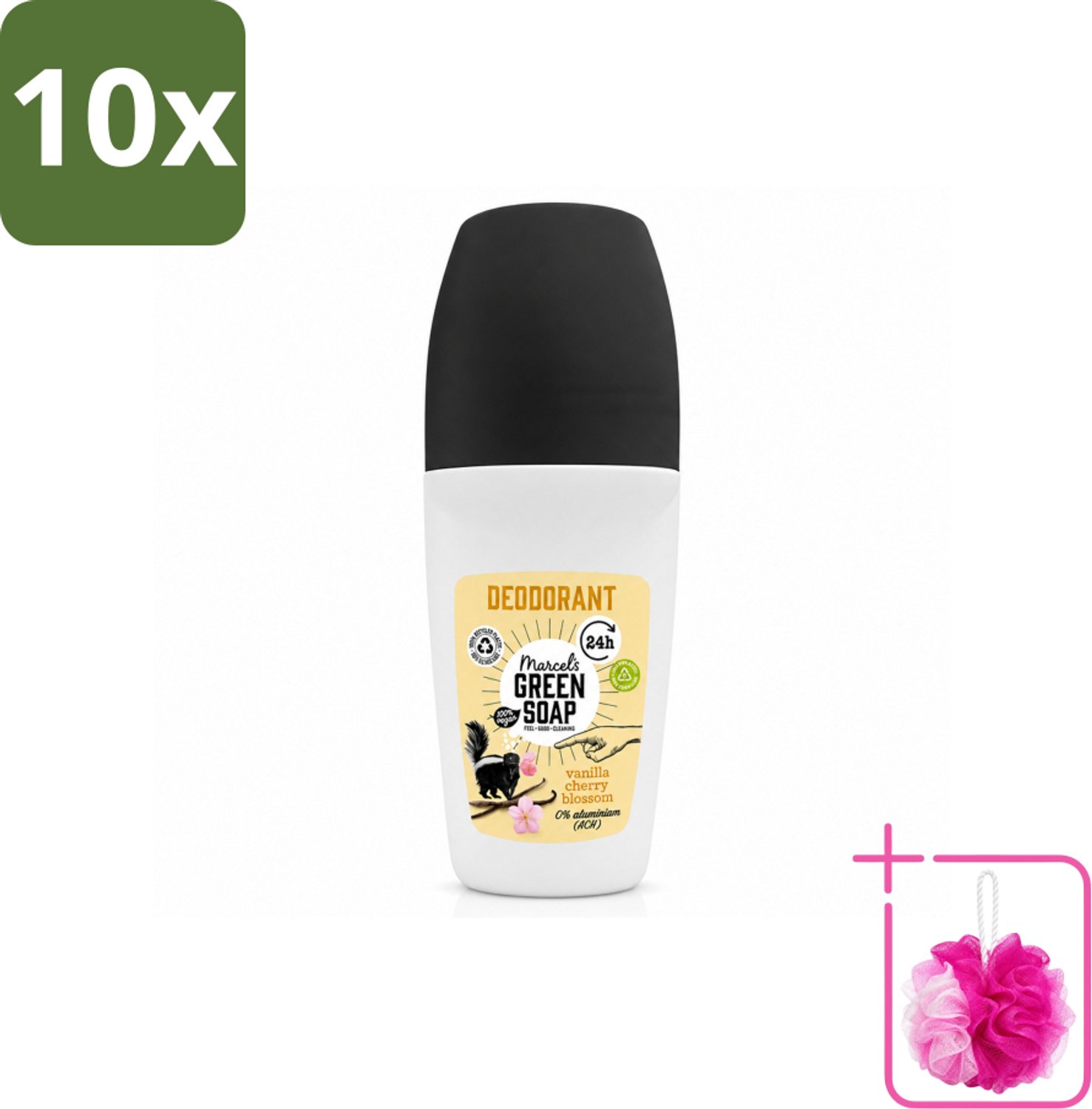 10 x Marcel's Green Soap - Deodorant Roller - Vanilla & Cherryblossom - Langdurige frisheid - 50 ml - Bulkverpakking - Deodorant - Douchemop - Geur