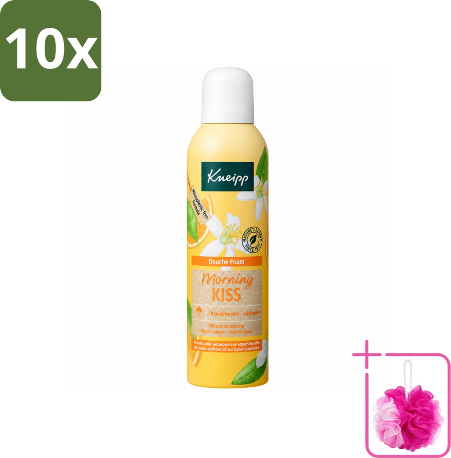 10 x Kneipp - Douche schuim - Morning Kiss - Oranjebloesem - 200 ml - Bulkverpakking - Douche foam - Douchemop - Ochtendritueel