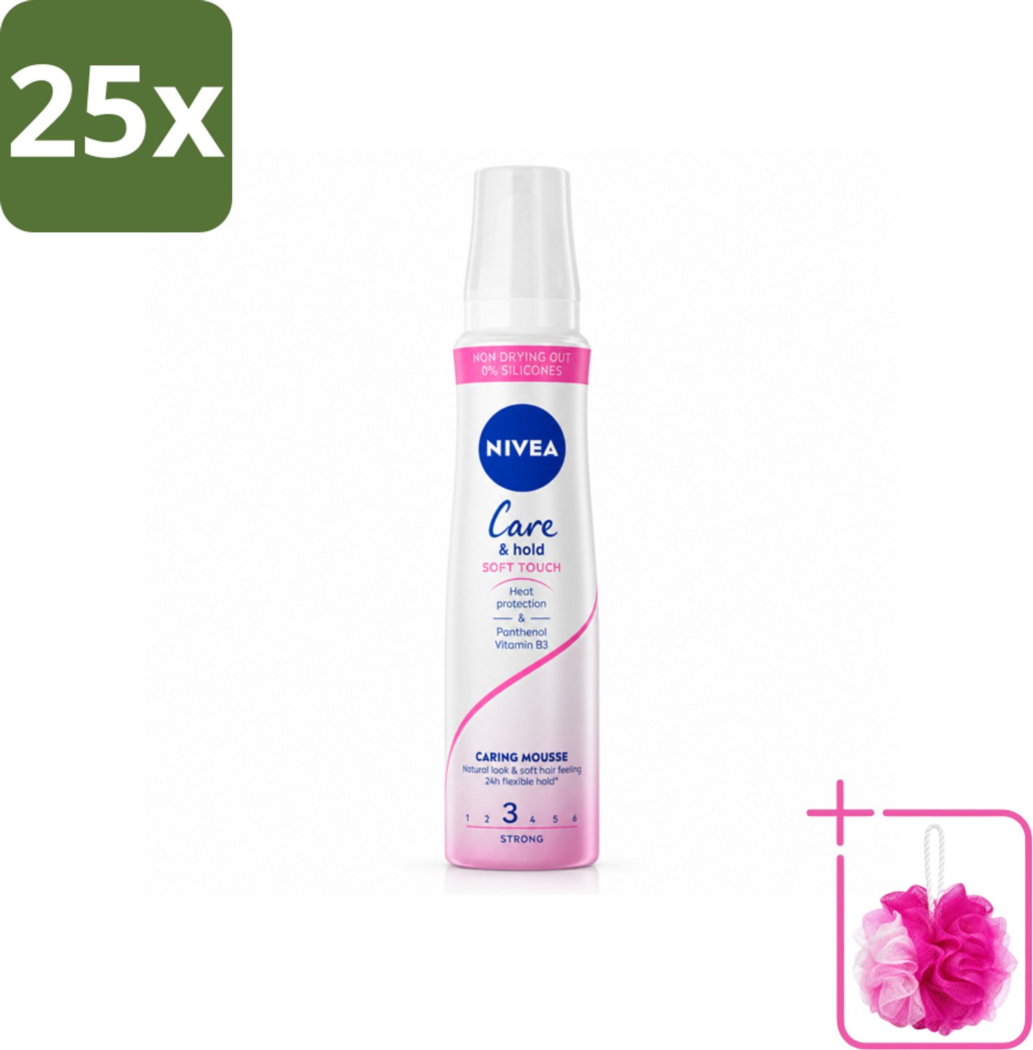 25 x NIVEA - Haarschuim - Verzorging & Stevigheid Zachte Aanzet - 24 Uur Lang Bescherming - 250 ml - Bulkverpakking - Haarmousse - Douchemop - Verzorging