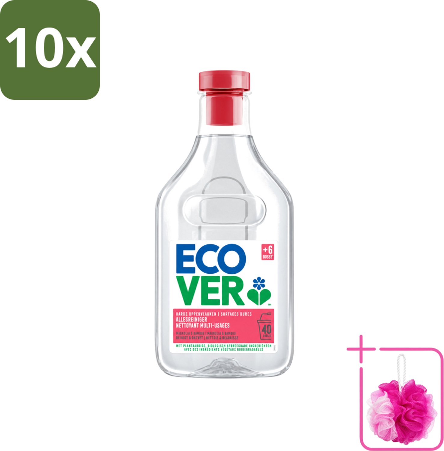10 x Ecover - Allesreiniger - Magnolia & Bamboe - 1 liter - Bulkverpakking - Allesreiniger - Douchemop - Natuurlijke reiniger
