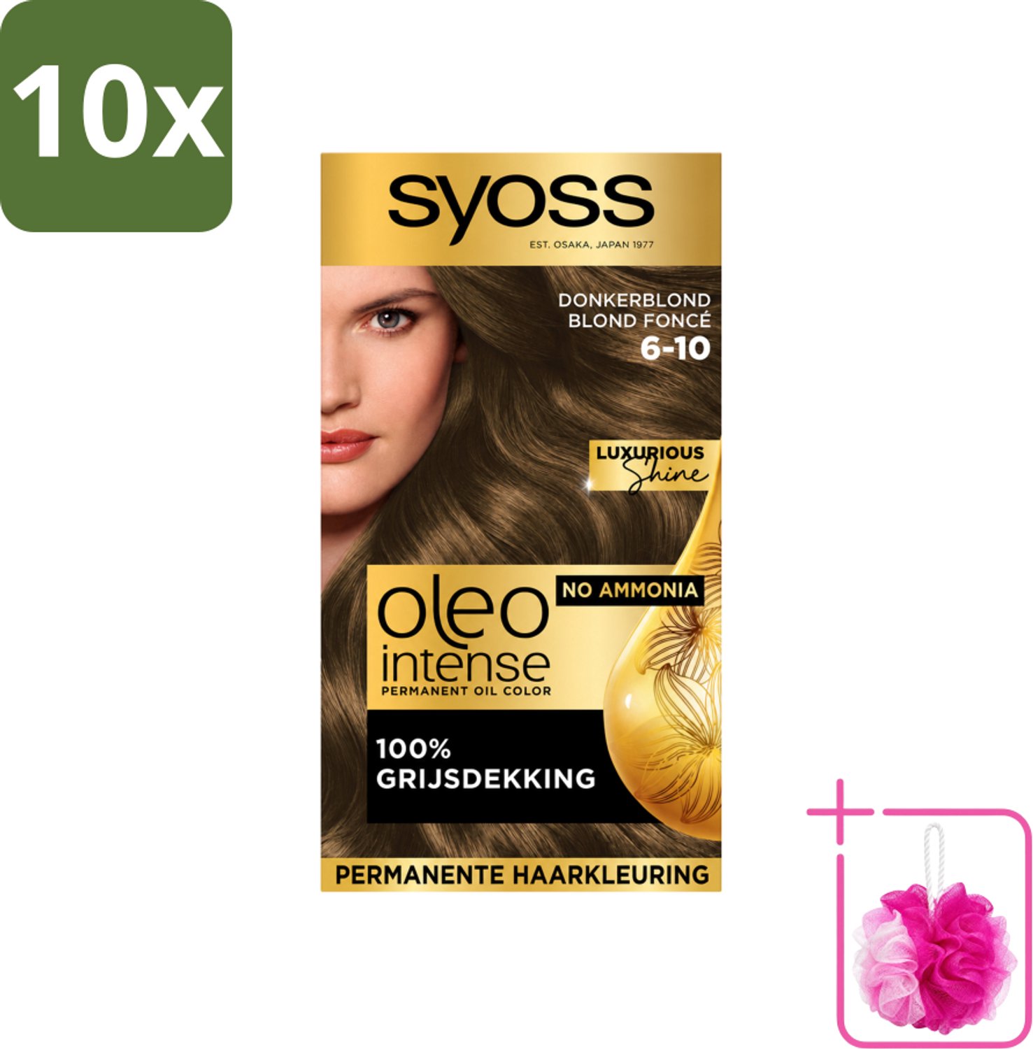 10 x SYOSS - Oleo Intense 6-10 - Haarverf - Permanente Haarkleuring - Donkerblond - Langdurige Kleur - Bulkverpakking - Haarkleur - Douchemop - Haarkleuring