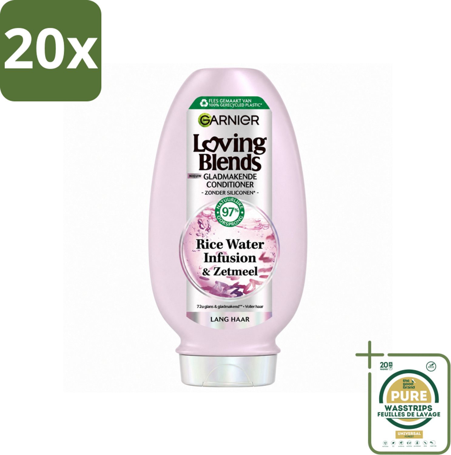 20 x Garnier - Loving Blends Rice Water Infusion - Conditioner - Glans & Zachtheid - Lang Haar - 250 ml - Wasstrips - Haarversterking - Haarzachtheid - Glans - Haarverzorging - Rijstwater