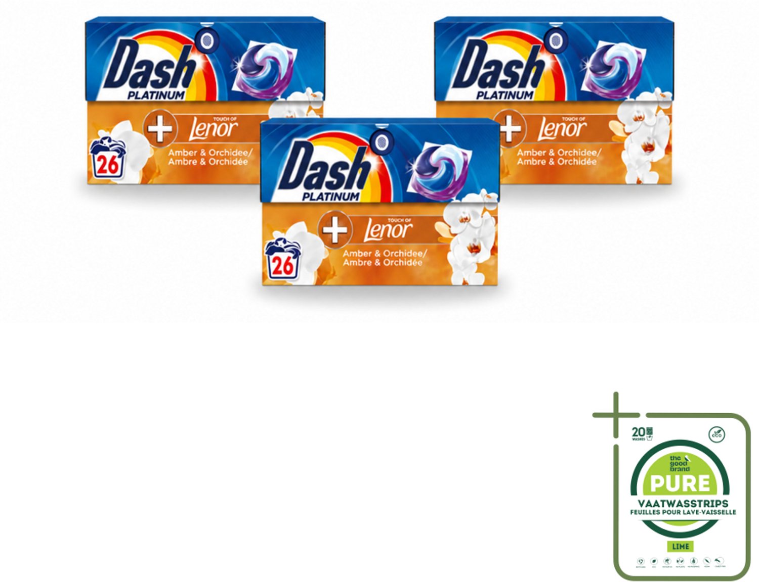 3 x Dash – Wasmiddelcapsules – 4in1 Pods Amber & Orchidee – 26 capsules - Grootverpakking - Vaatwasstrips - Wasmiddel - Waspod - Frisse Geur - Reiniging - Vlekverwijdering