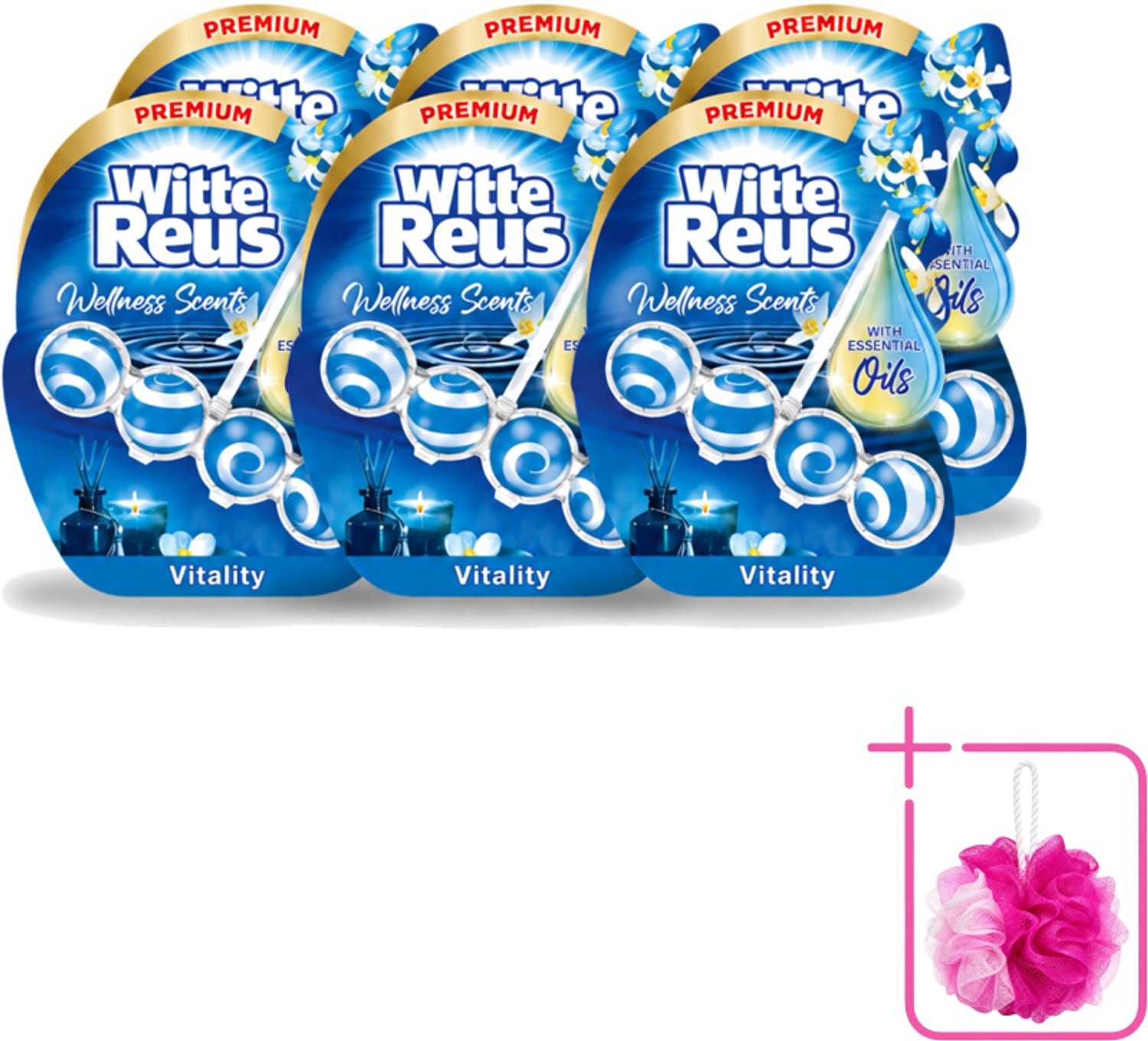 6 x Witte Reus - Wellness Scents Toiletblok - Vitality - 1 Toiletblok - Bulkverpakking - Toilet - Douchemop - Reiniging
