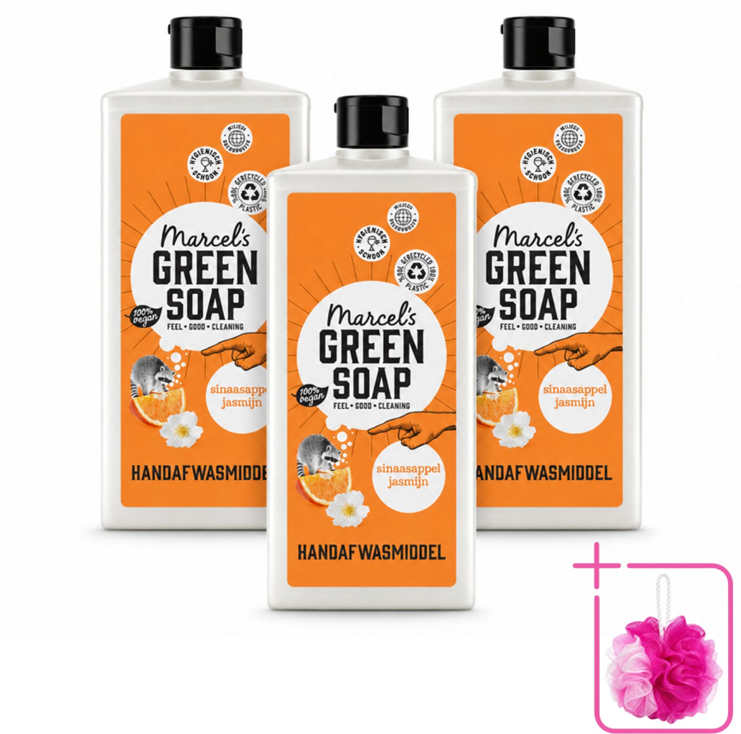 3 x Marcel's Green Soap - Afwasmiddel - Sinaasappel & Jasmijn - Voor dagelijks gebruik - 500 ml - Bulkverpakking - Afwasmiddel sinaasappel jasmijn - Douchemop - Natuurlijke afwas