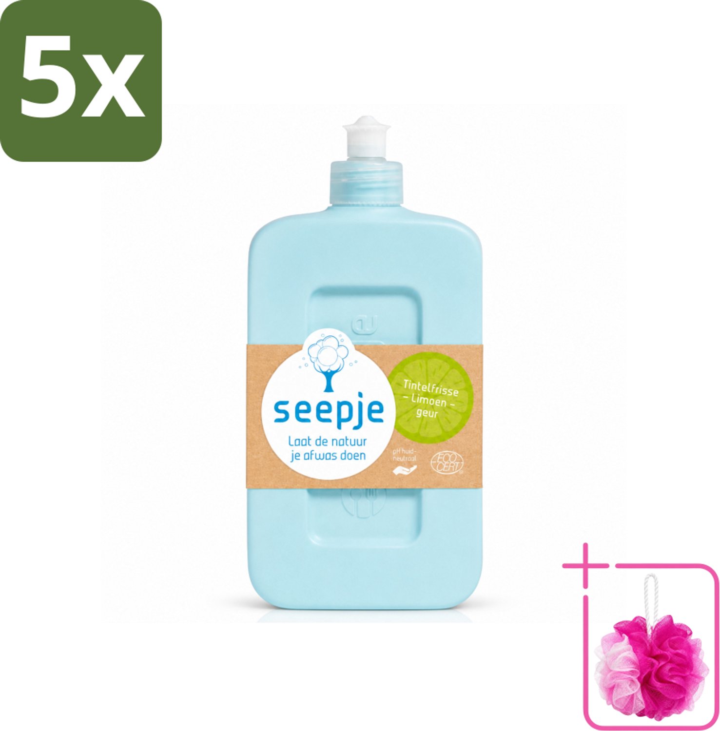 5 x Seepje - Afwasmiddel - Milieuvriendelijk - Tintelfrisse Limoen Geur - 500 ml - Bulkverpakking - Afwasmiddel - Douchemop - Milieuvriendelijk